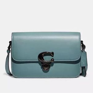 Coach Studio Shoulder Bag Colorblock Sage Blue Glovetanned Leather C6641 New